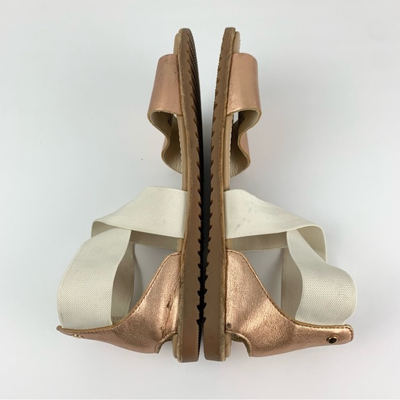 Sorel Ella Rose Gold Cream Elastic Ankle Heel Strap Sandals 7 - Picture 6 of 12